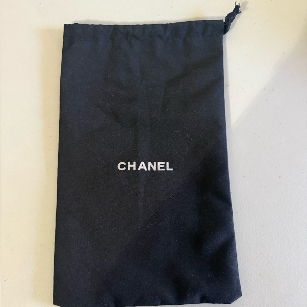 CHANEL Black Drawstring Dust Bag with White Logo